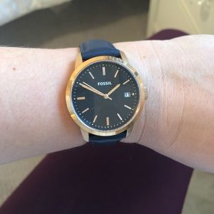FOSSIL WATCH - Navy and Rose Gold